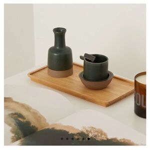 Matte Forest Green Ceramic Condiment Set with Tray by Seth